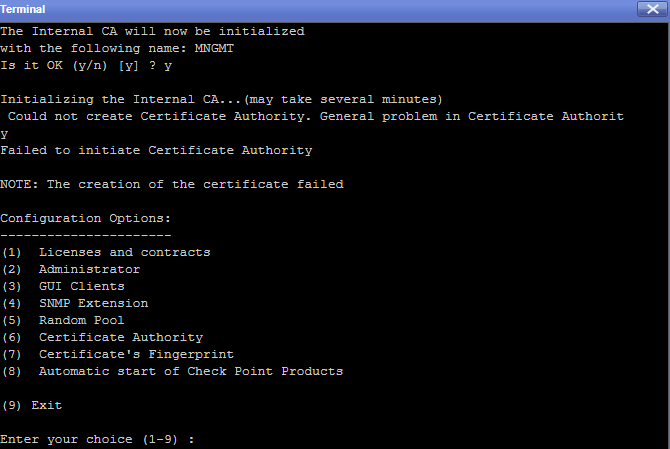 This is the error for Certificate Authority.